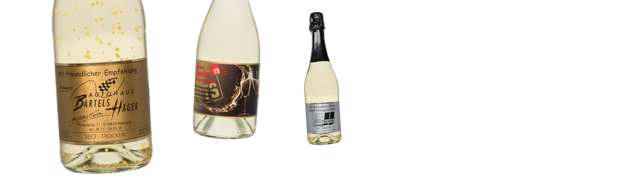 Goldsekt mit eigenem Etikett und Logo 75 cl.